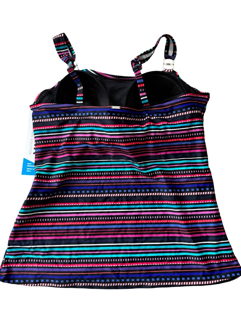 Krista Shape Solution Tankini Top XL Multicolor Stripe Waist Minimizer NWT - Picture 9 of 13